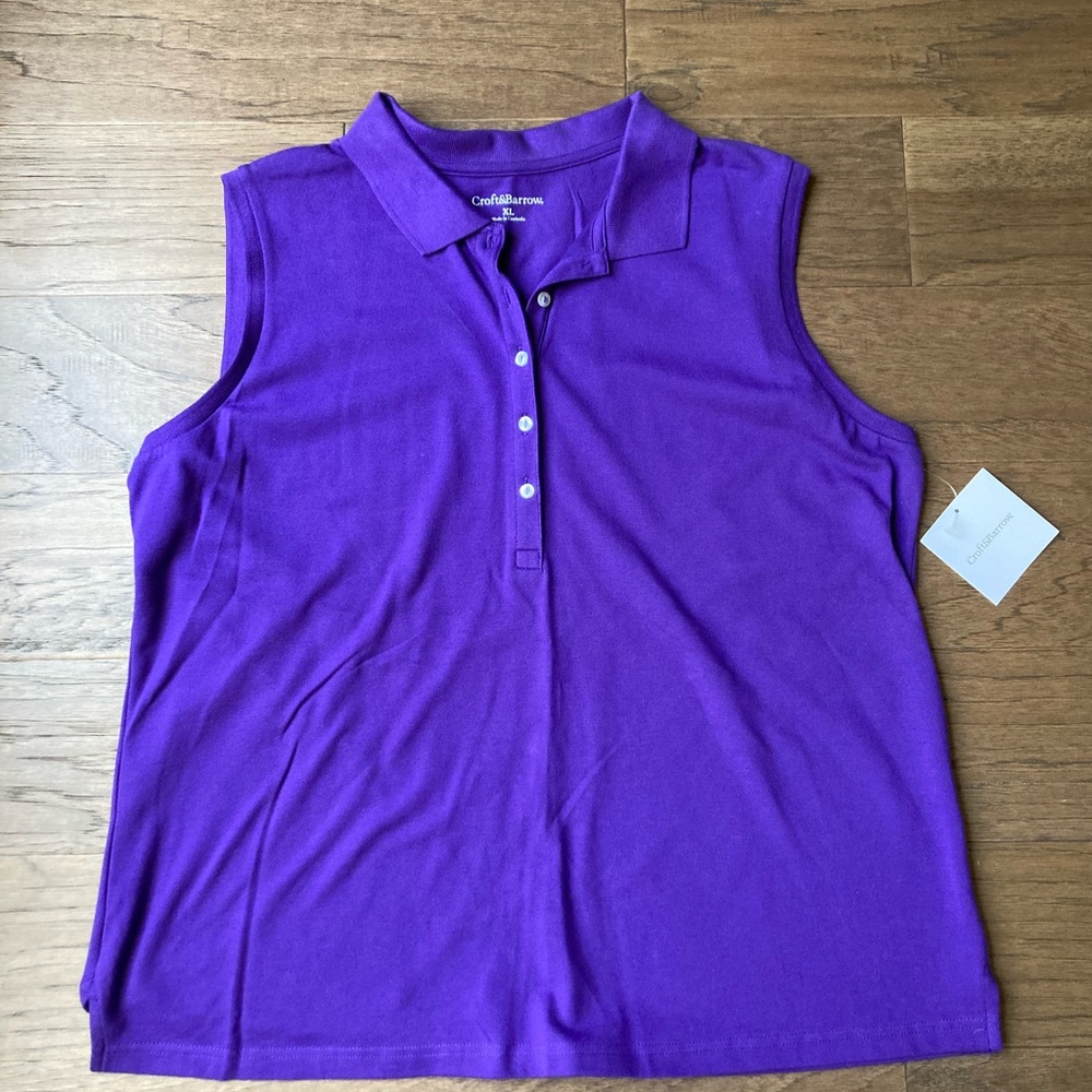 Croft & Barrow Purple Sleeveless Polo Top-XL-NWT